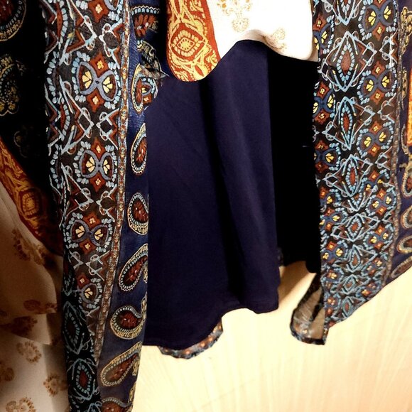 Melissa Paige Boho Cream Silky Semi Sheer Poncho With Tank Liner Large - Picture 6 of 7